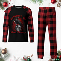 Radicalized By Basic Decency Plaid Pajama Set Vintage Gothic Victorian Crow Skull - Wonder Print Shop