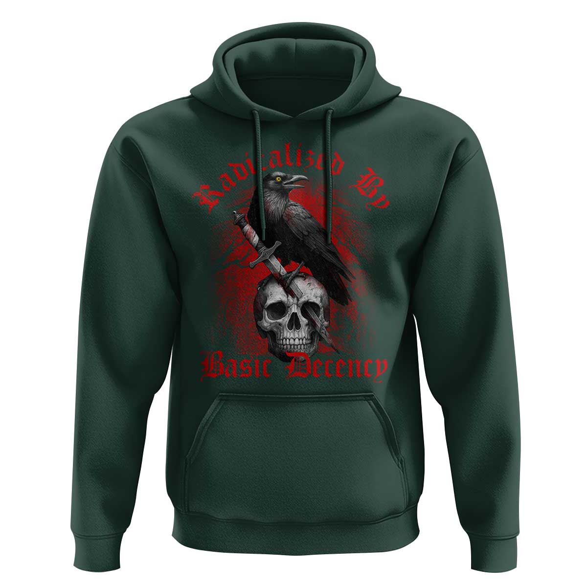 Radicalized By Basic Decency Hoodie Vintage Gothic Victorian Crow Skull - Wonder Print Shop