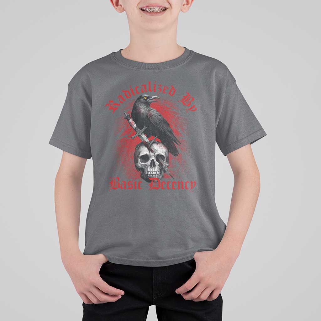 Radicalized By Basic Decency T Shirt For Kid Vintage Gothic Victorian Crow Skull - Wonder Print Shop