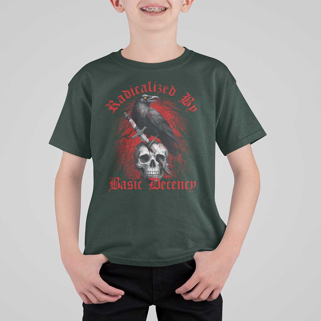 Radicalized By Basic Decency T Shirt For Kid Vintage Gothic Victorian Crow Skull - Wonder Print Shop
