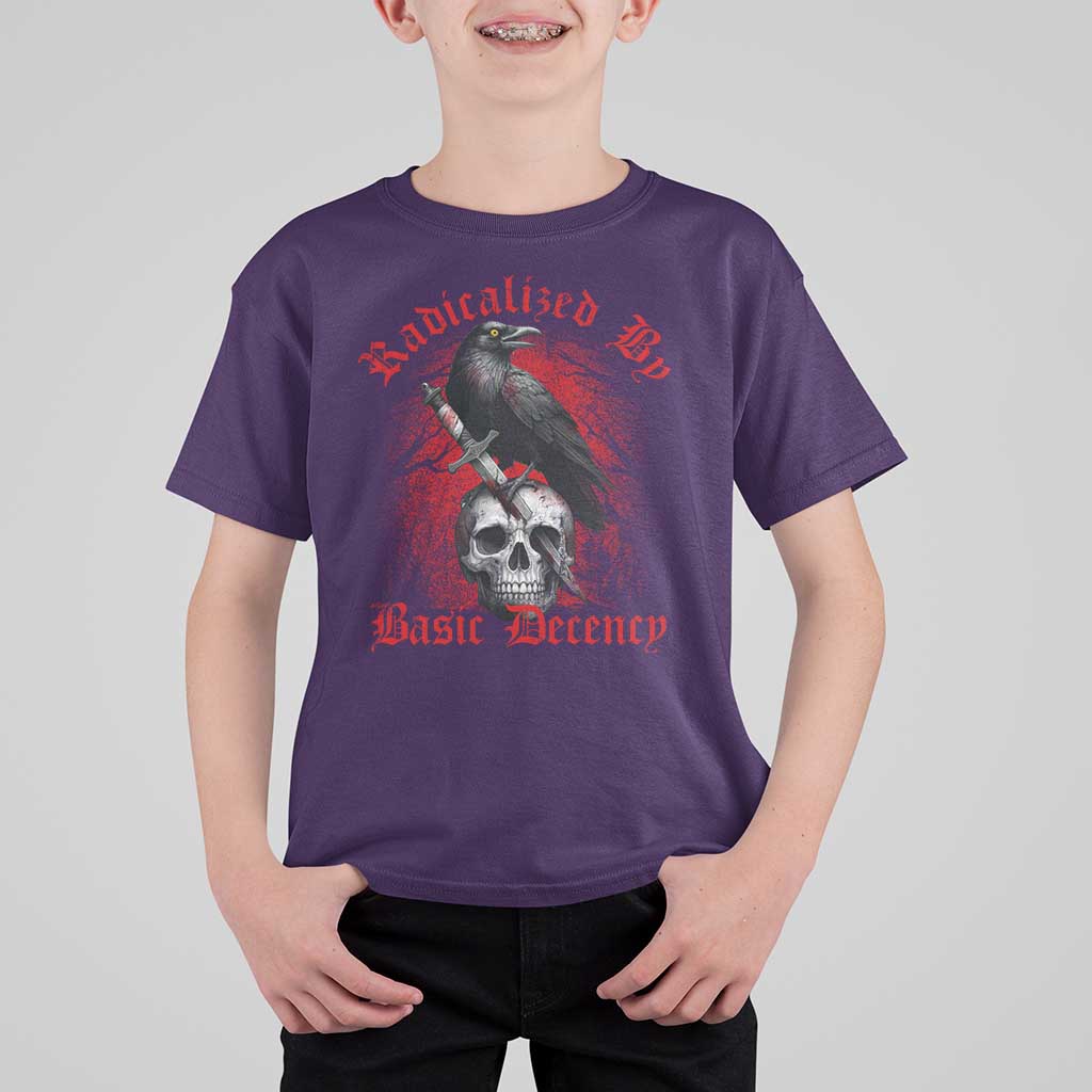 Radicalized By Basic Decency T Shirt For Kid Vintage Gothic Victorian Crow Skull - Wonder Print Shop