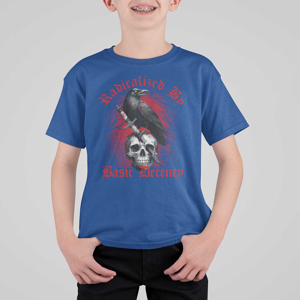 Radicalized By Basic Decency T Shirt For Kid Vintage Gothic Victorian Crow Skull - Wonder Print Shop