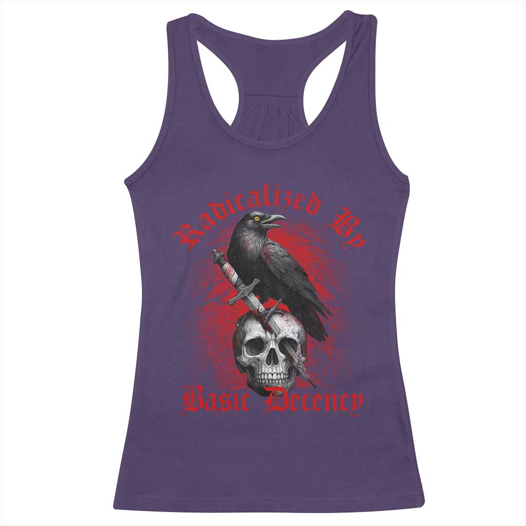 Radicalized By Basic Decency Racerback Tank Top Vintage Gothic Victorian Crow Skull - Wonder Print Shop