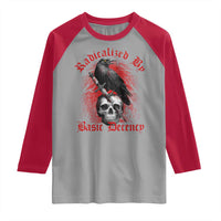 Radicalized By Basic Decency Raglan Shirt Vintage Gothic Victorian Crow Skull - Wonder Print Shop