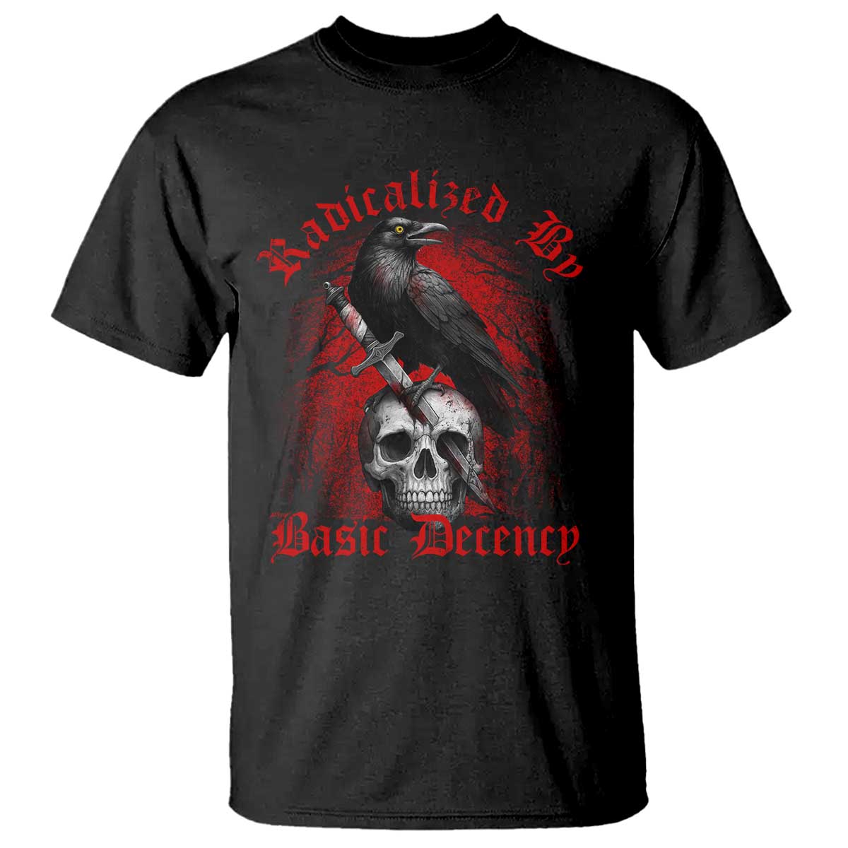 Radicalized By Basic Decency T Shirt Vintage Gothic Victorian Crow Skull - Wonder Print Shop