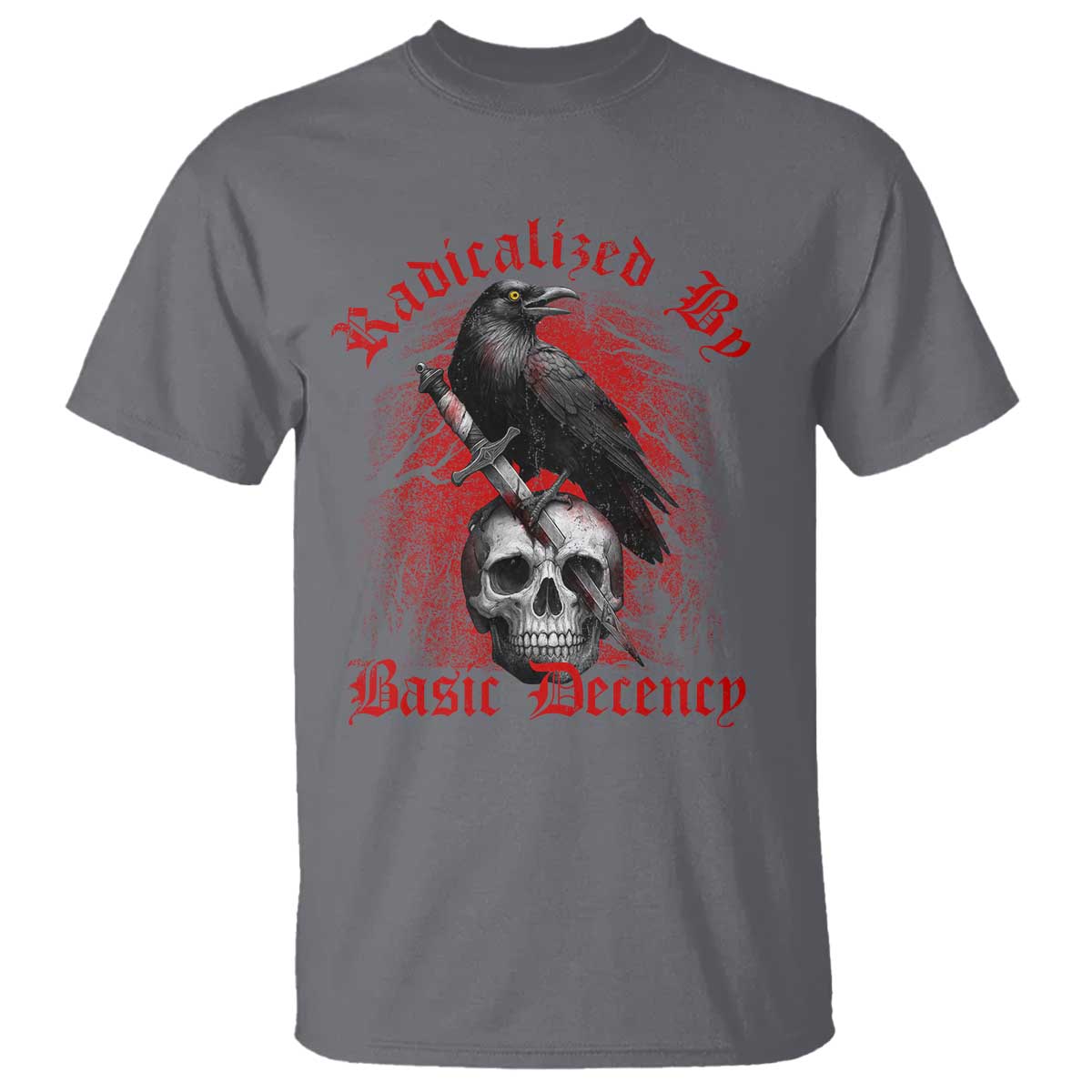 Radicalized By Basic Decency T Shirt Vintage Gothic Victorian Crow Skull - Wonder Print Shop