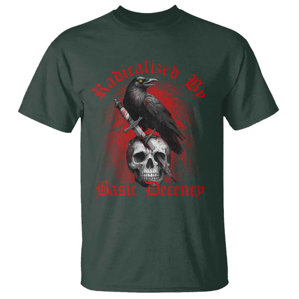 Radicalized By Basic Decency T Shirt Vintage Gothic Victorian Crow Skull - Wonder Print Shop