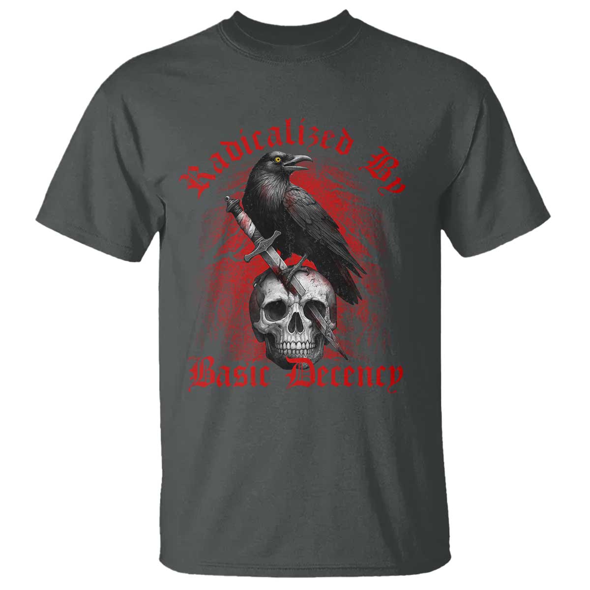 Radicalized By Basic Decency T Shirt Vintage Gothic Victorian Crow Skull - Wonder Print Shop