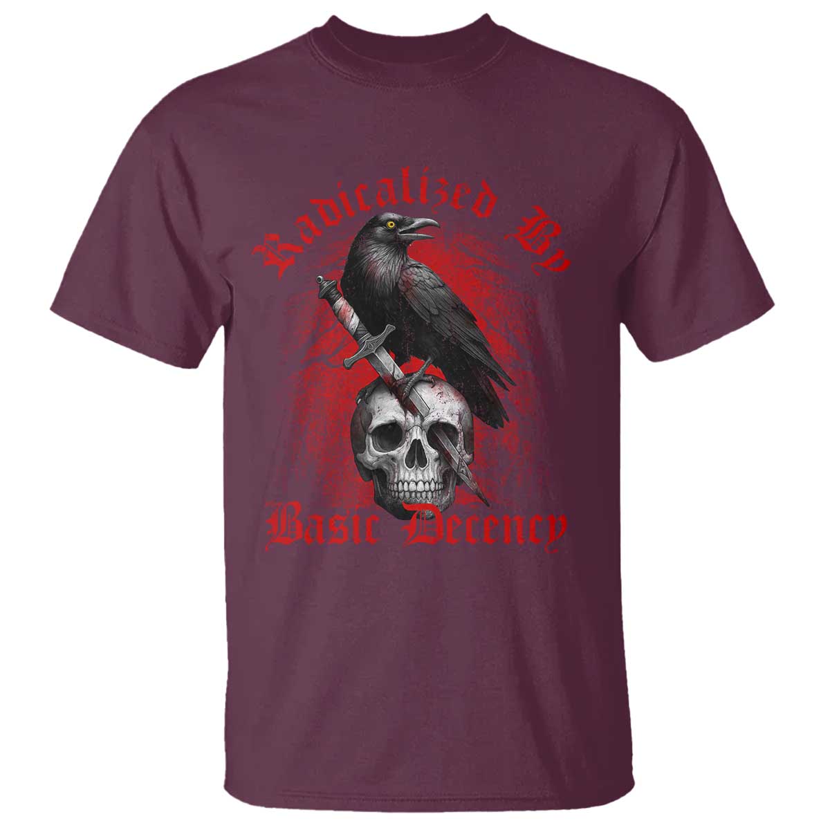 Radicalized By Basic Decency T Shirt Vintage Gothic Victorian Crow Skull - Wonder Print Shop