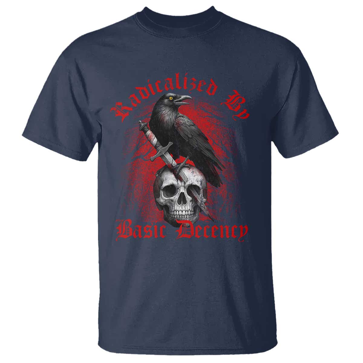 Radicalized By Basic Decency T Shirt Vintage Gothic Victorian Crow Skull - Wonder Print Shop