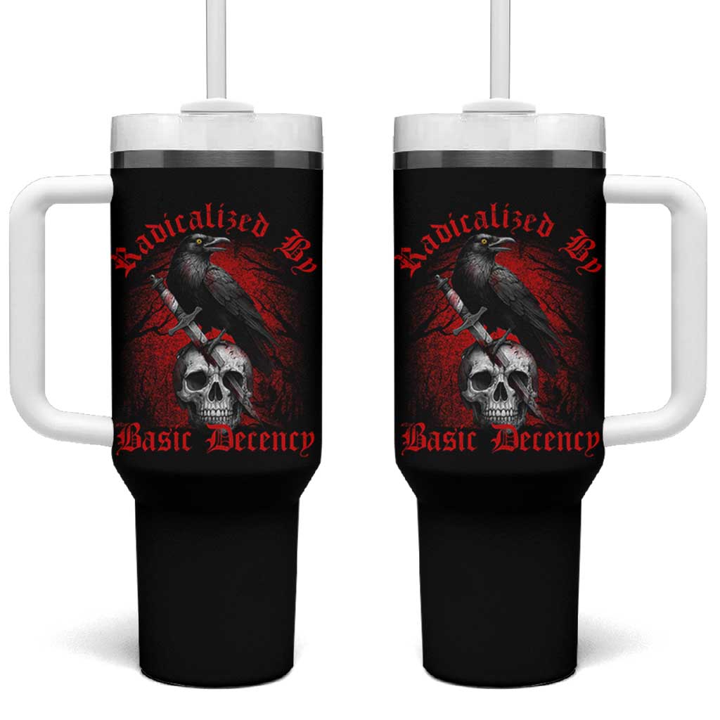Radicalized By Basic Decency Tumbler With Handle Vintage Gothic Victorian Crow Skull - Wonder Print Shop