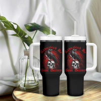 Radicalized By Basic Decency Tumbler With Handle Vintage Gothic Victorian Crow Skull - Wonder Print Shop