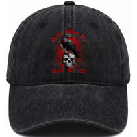 Radicalized By Basic Decency Washed Cotton Baseball Cap Vintage Gothic Victorian Crow Skull