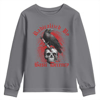 Radicalized By Basic Decency Youth Sweatshirt Vintage Gothic Victorian Crow Skull - Wonder Print Shop