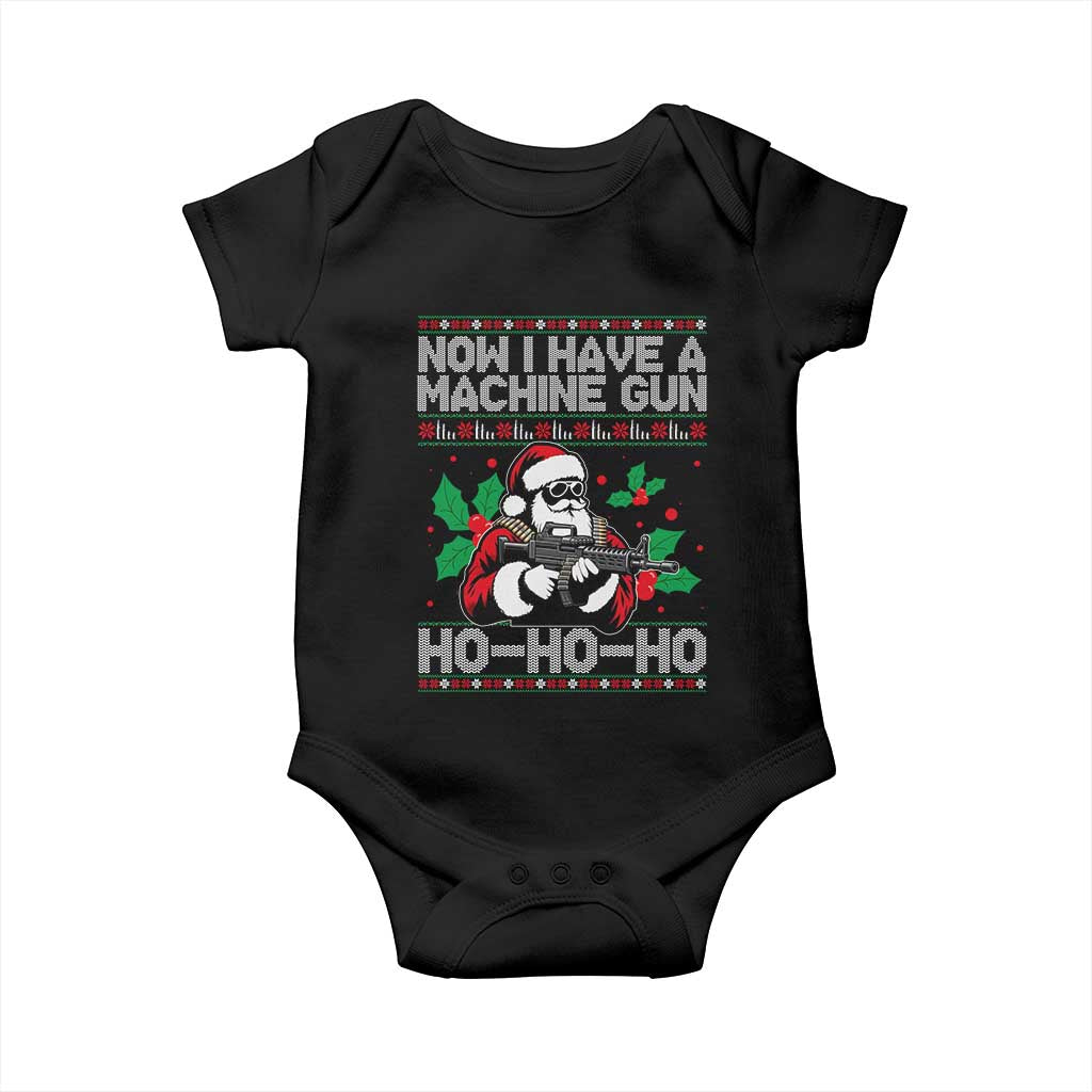 Funny Christmas 80's Die Movie Baby Onesie Now I Have A Machine Gun Ho Ho Ho Gun Lover - Wonder Print Shop