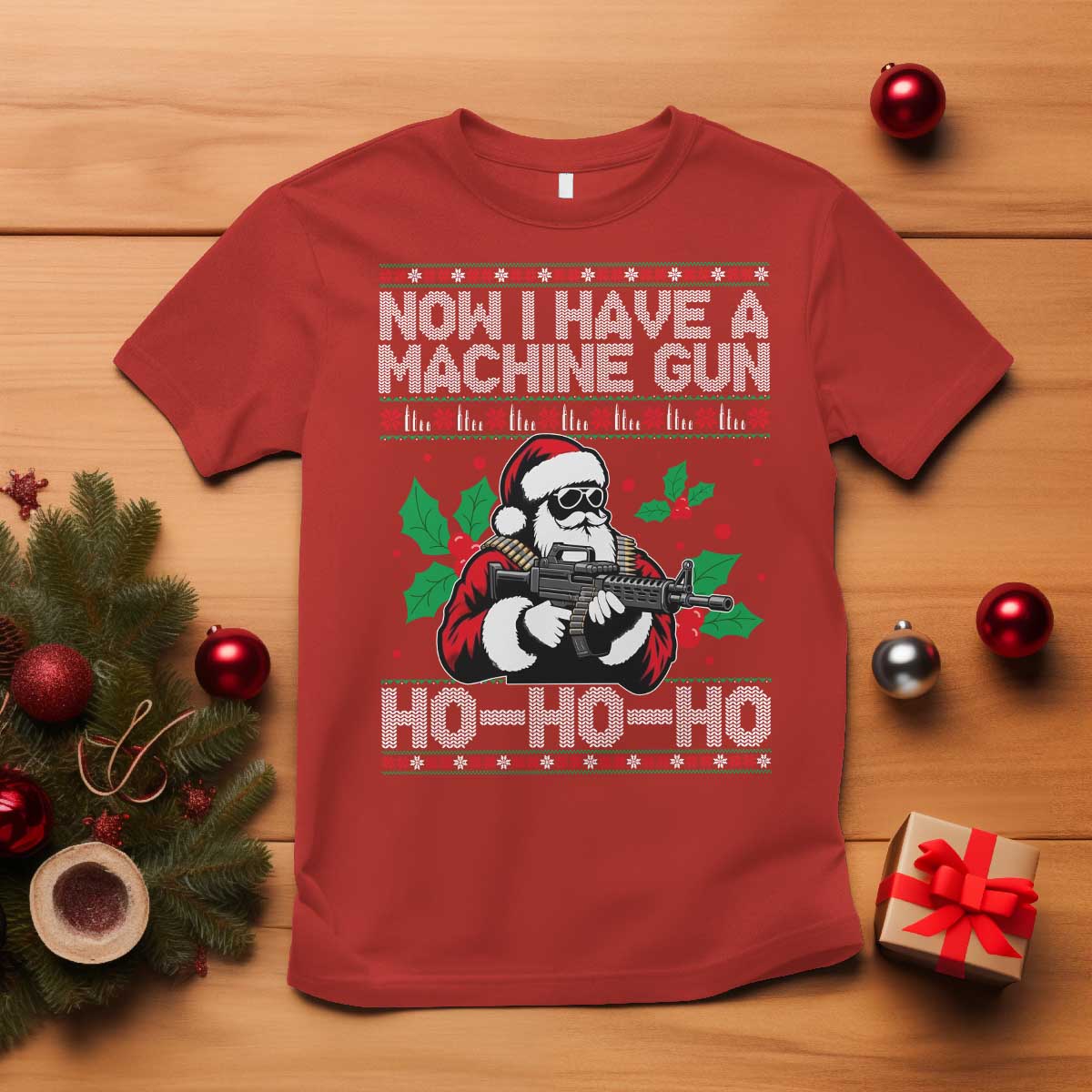 Funny Christmas 80's Die Movie T Shirt Now I Have A Machine Gun Ho Ho Ho Gun Lover - Wonder Print Shop