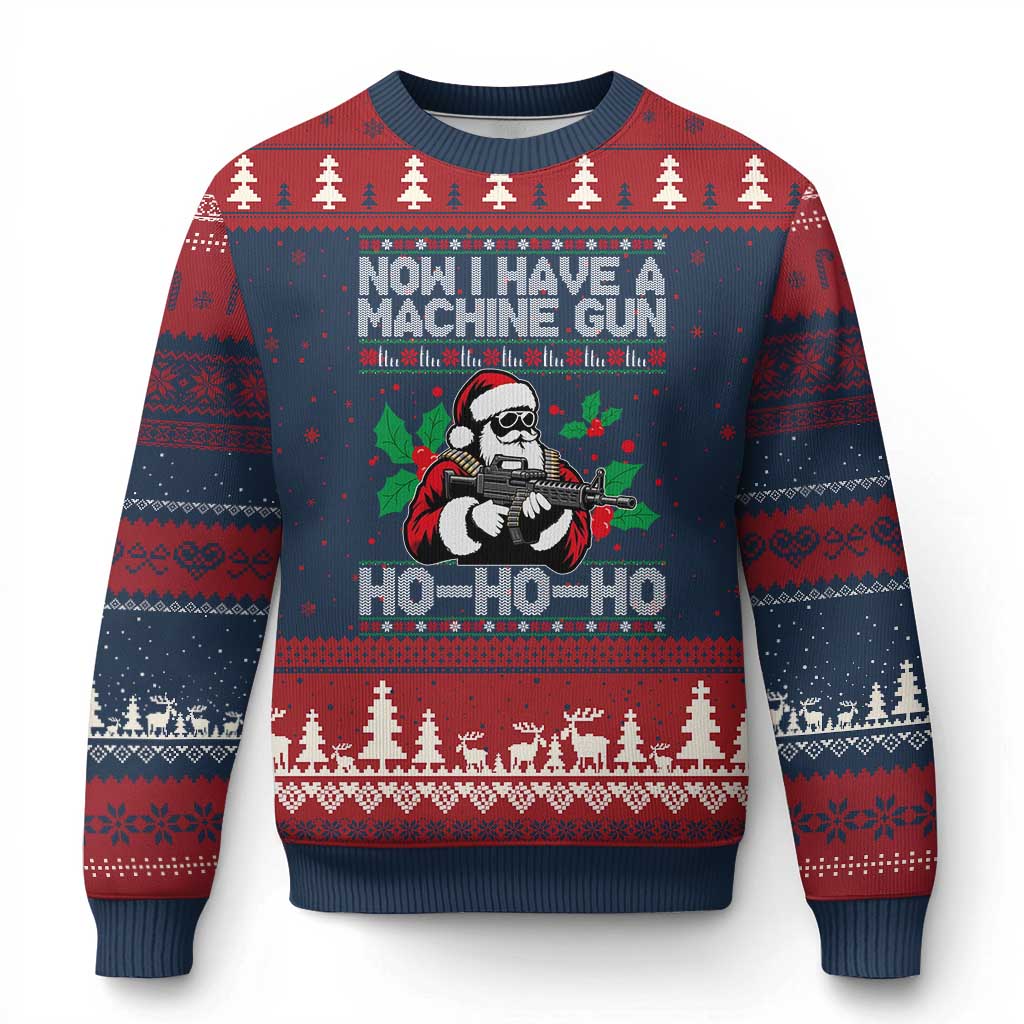 Funny Christmas 80's Die Movie Ugly Christmas Sweater Now I Have A Machine Gun Ho Ho Ho Gun Lover - Wonder Print Shop
