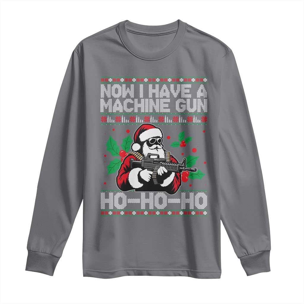 Funny Christmas 80's Die Movie Long Sleeve Shirt Now I Have A Machine Gun Ho Ho Ho Gun Lover - Wonder Print Shop