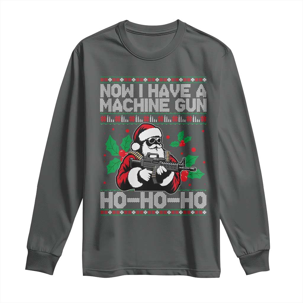 Funny Christmas 80's Die Movie Long Sleeve Shirt Now I Have A Machine Gun Ho Ho Ho Gun Lover - Wonder Print Shop