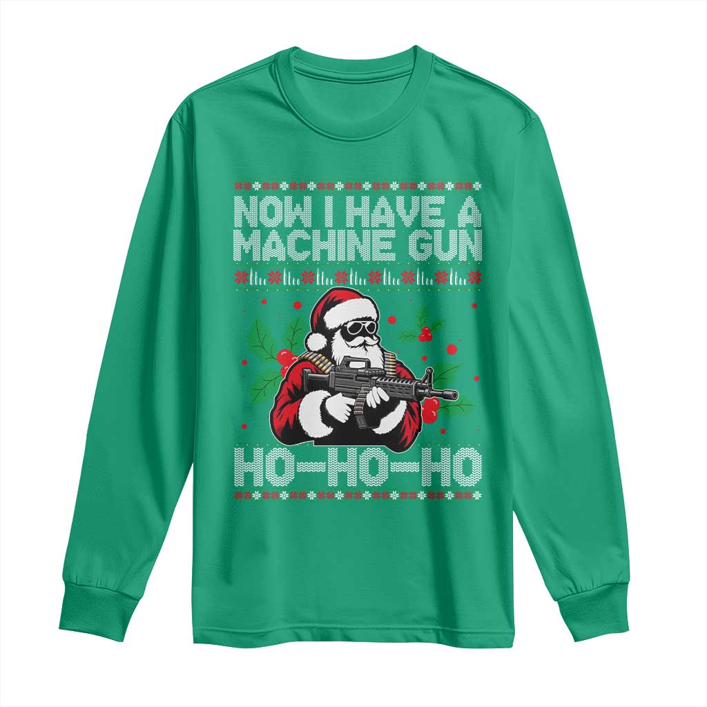 Funny Christmas 80's Die Movie Long Sleeve Shirt Now I Have A Machine Gun Ho Ho Ho Gun Lover - Wonder Print Shop