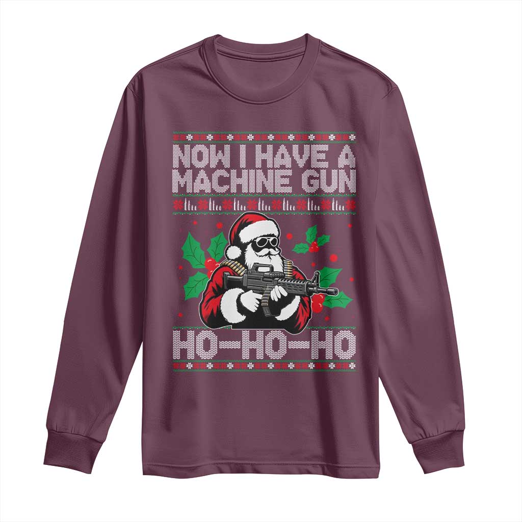 Funny Christmas 80's Die Movie Long Sleeve Shirt Now I Have A Machine Gun Ho Ho Ho Gun Lover - Wonder Print Shop