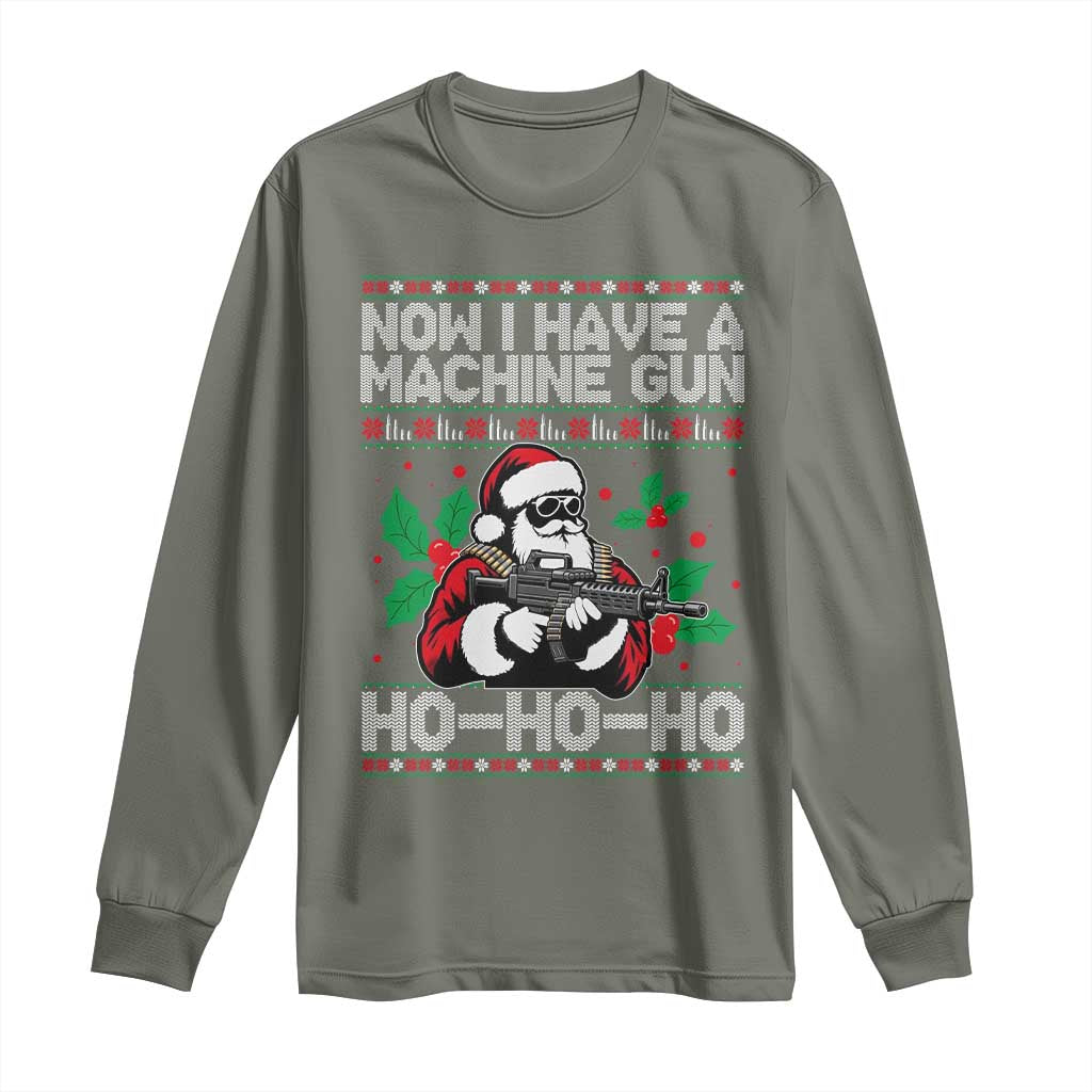 Funny Christmas 80's Die Movie Long Sleeve Shirt Now I Have A Machine Gun Ho Ho Ho Gun Lover - Wonder Print Shop