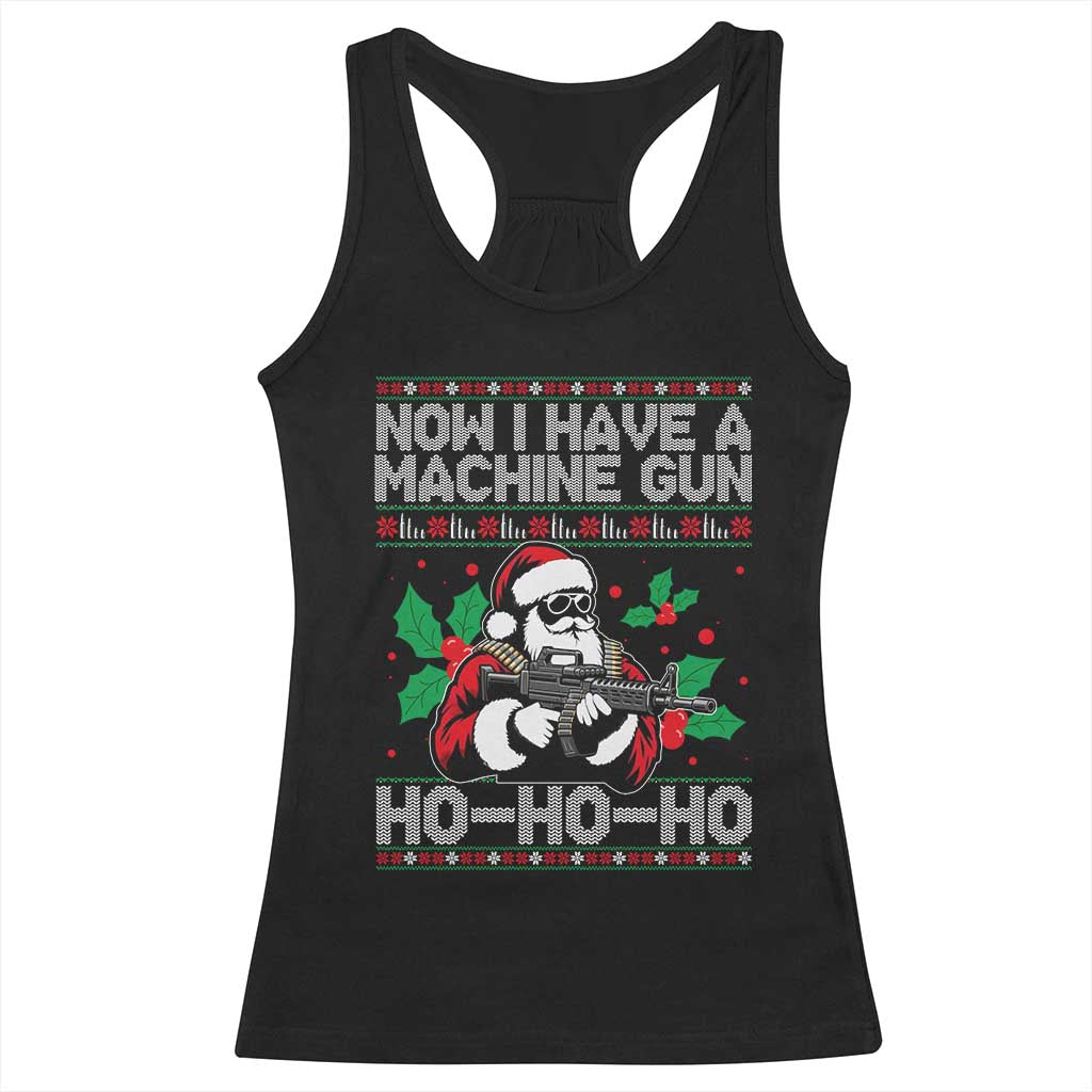 Funny Christmas 80's Die Movie Racerback Tank Top Now I Have A Machine Gun Ho Ho Ho Gun Lover - Wonder Print Shop