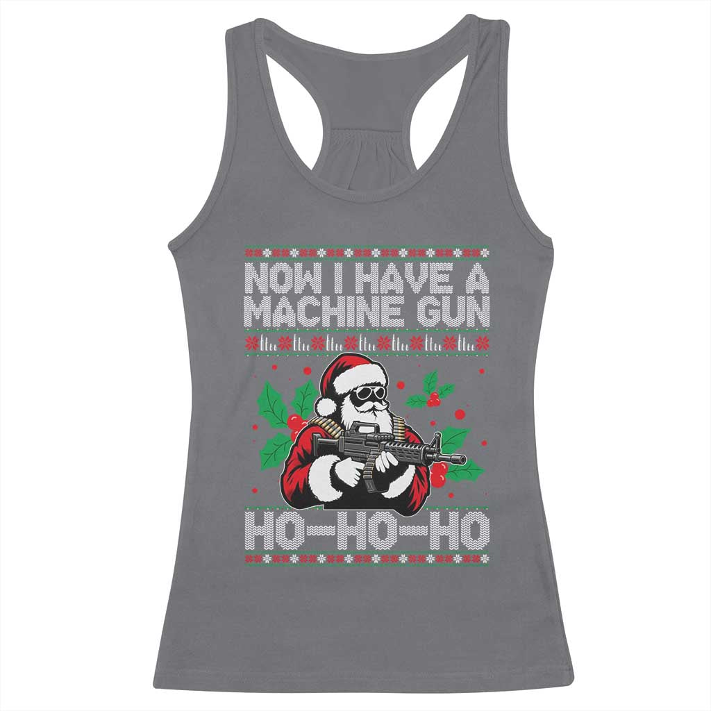 Funny Christmas 80's Die Movie Racerback Tank Top Now I Have A Machine Gun Ho Ho Ho Gun Lover - Wonder Print Shop