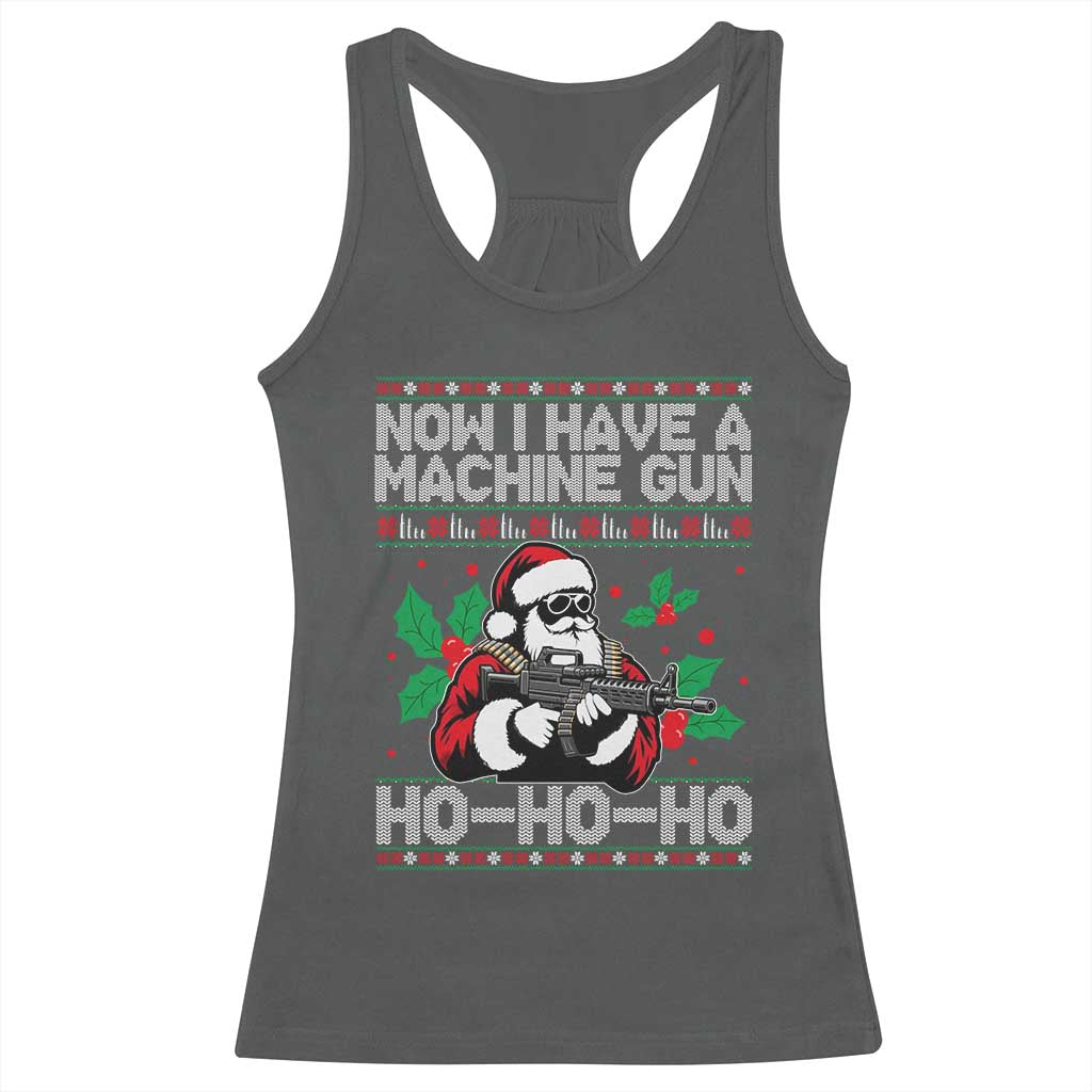 Funny Christmas 80's Die Movie Racerback Tank Top Now I Have A Machine Gun Ho Ho Ho Gun Lover - Wonder Print Shop