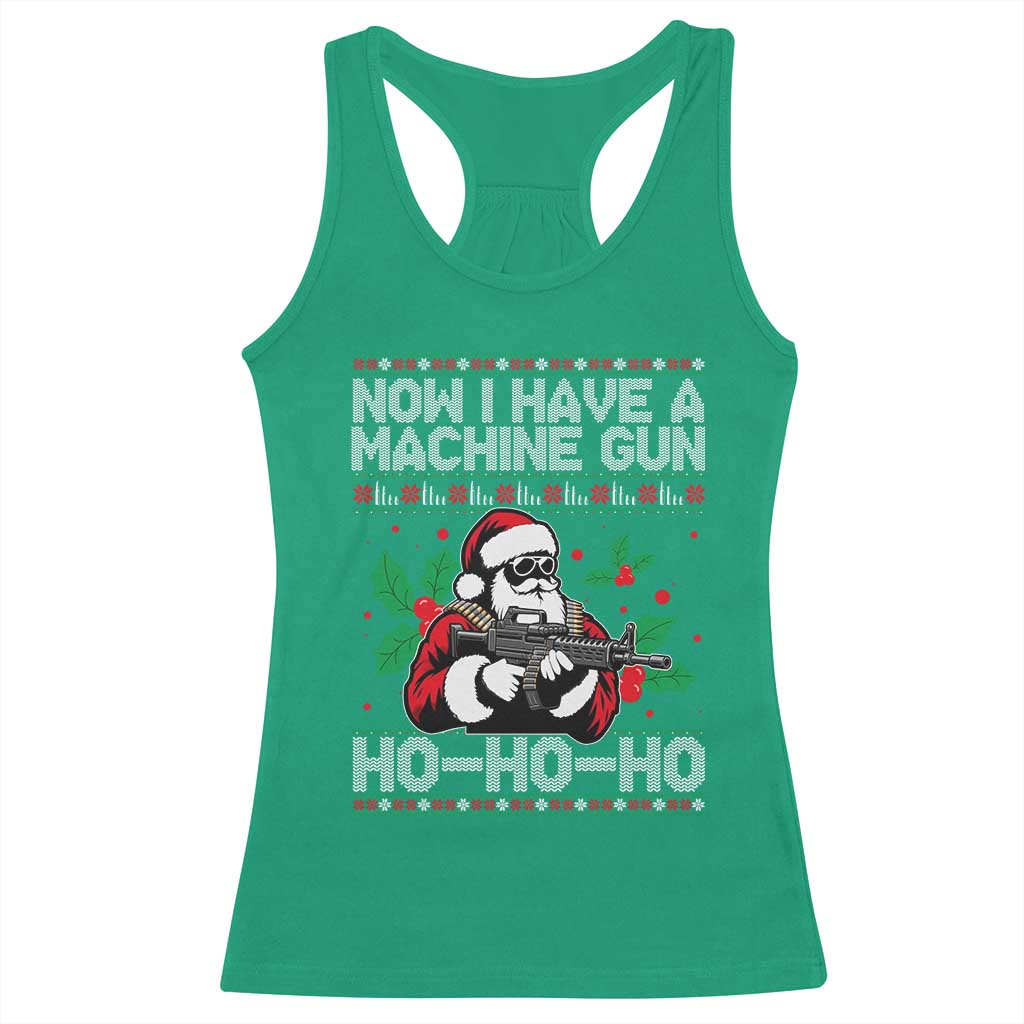 Funny Christmas 80's Die Movie Racerback Tank Top Now I Have A Machine Gun Ho Ho Ho Gun Lover - Wonder Print Shop
