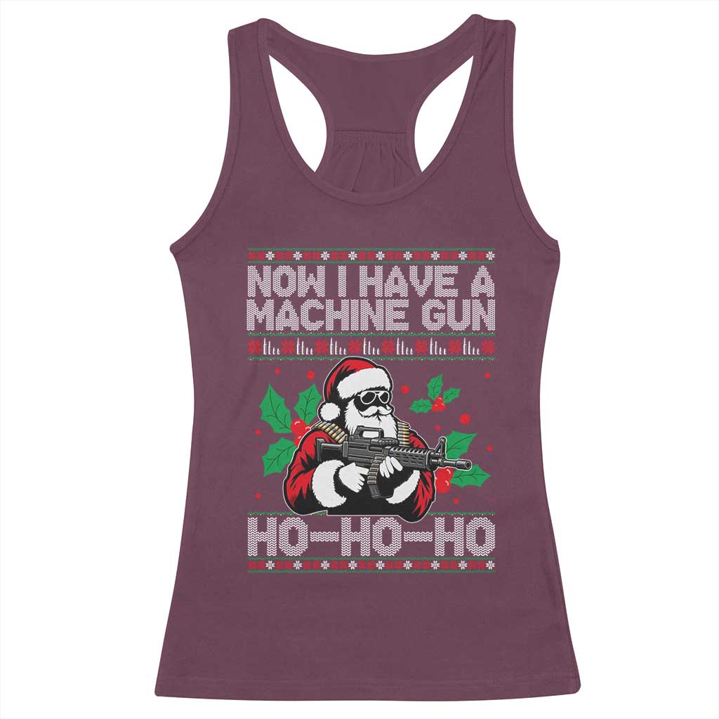 Funny Christmas 80's Die Movie Racerback Tank Top Now I Have A Machine Gun Ho Ho Ho Gun Lover - Wonder Print Shop
