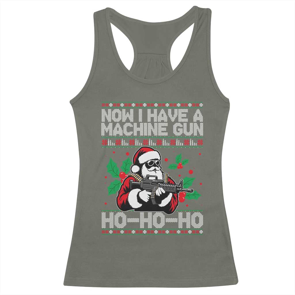 Funny Christmas 80's Die Movie Racerback Tank Top Now I Have A Machine Gun Ho Ho Ho Gun Lover - Wonder Print Shop