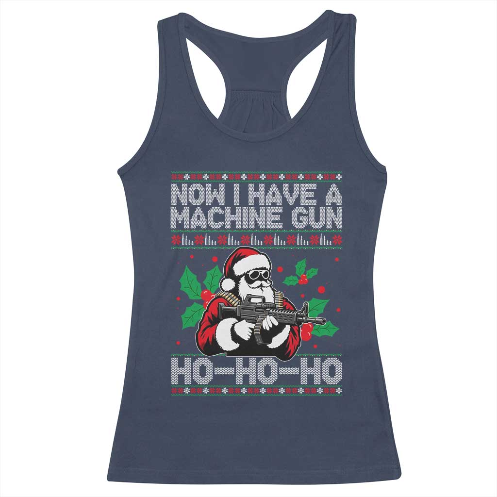 Funny Christmas 80's Die Movie Racerback Tank Top Now I Have A Machine Gun Ho Ho Ho Gun Lover - Wonder Print Shop