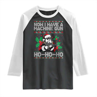 Funny Christmas 80's Die Movie Raglan Shirt Now I Have A Machine Gun Ho Ho Ho Gun Lover - Wonder Print Shop