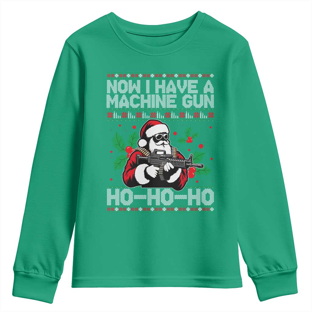 Funny Christmas 80's Die Movie Youth Sweatshirt Now I Have A Machine Gun Ho Ho Ho Gun Lover - Wonder Print Shop