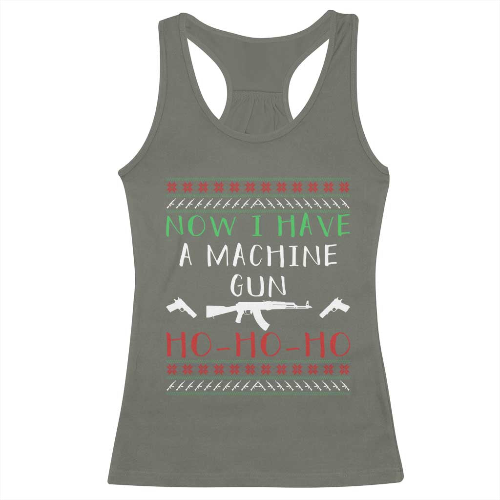 Now I Have A Machine Gun Racerback Tank Top Funny Christmas Movie Gun Lover - Wonder Print Shop