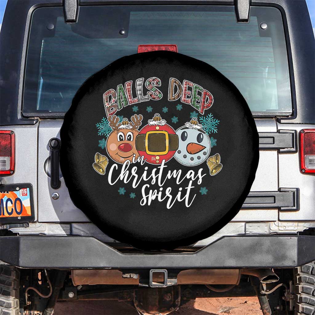 Funny Balls Deep In Christmas Spirit Spare Tire Cover Xmas Humorous Festive - Wonder Print Shop