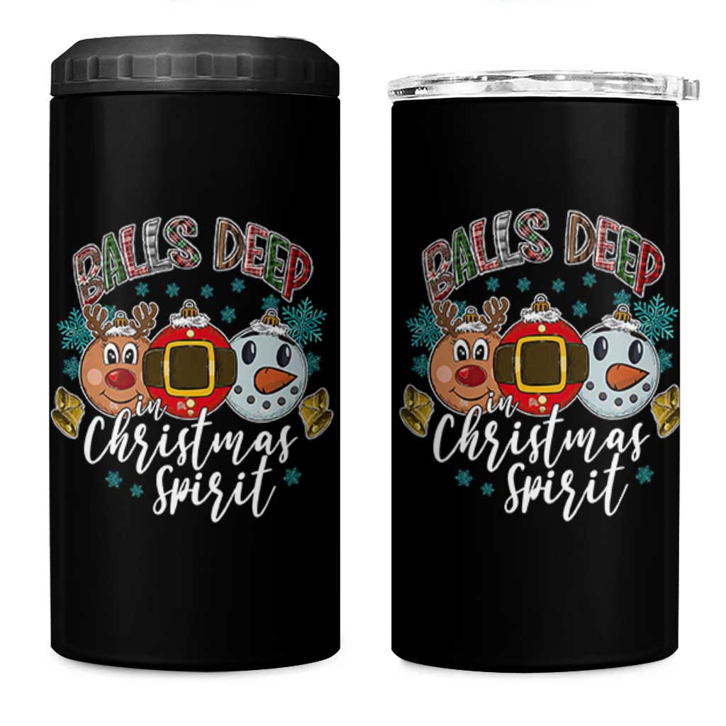 Funny Balls Deep In Christmas Spirit 4 in 1 Can Cooler Tumbler Xmas Humorous Festive - Wonder Print Shop