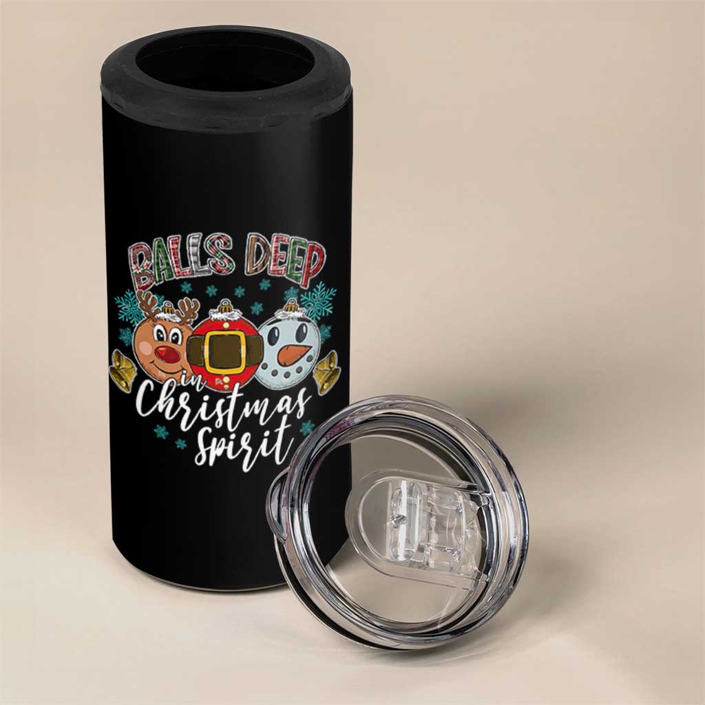 Funny Balls Deep In Christmas Spirit 4 in 1 Can Cooler Tumbler Xmas Humorous Festive - Wonder Print Shop