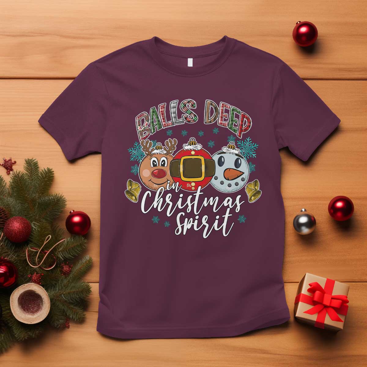 Funny Balls Deep In Christmas Spirit T Shirt Xmas Humorous Festive - Wonder Print Shop