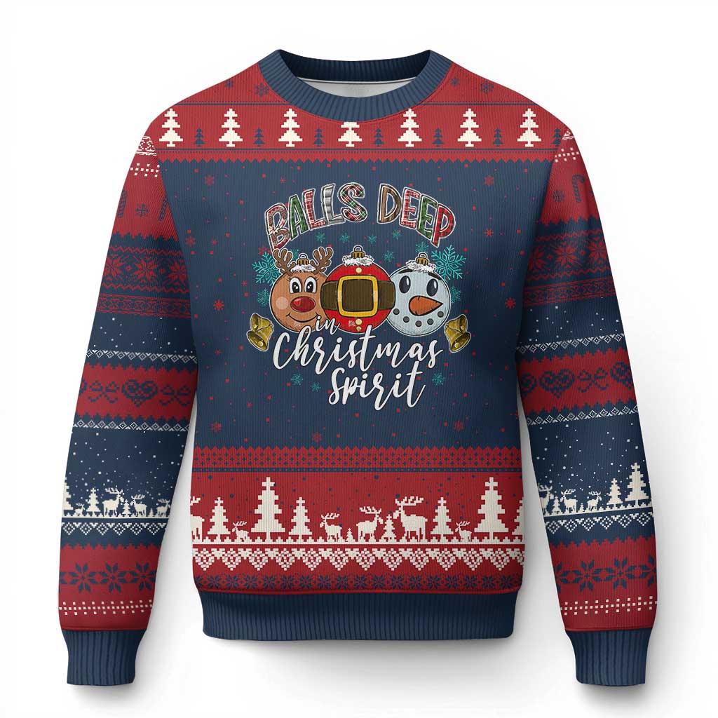 Funny Balls Deep In Xmas Spirit Ugly Christmas Sweater Xmas Humorous Festive - Wonder Print Shop
