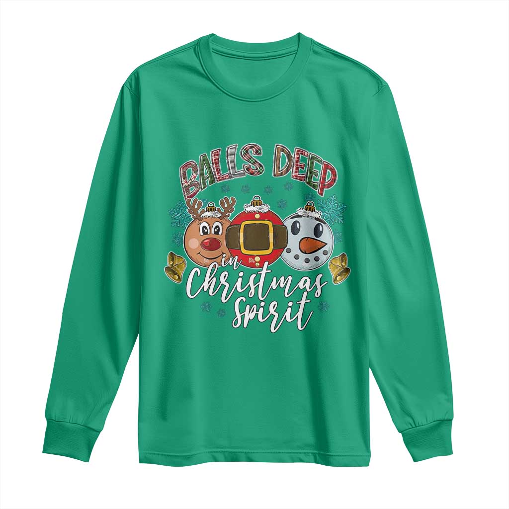 Funny Balls Deep In Christmas Spirit Long Sleeve Shirt Xmas Humorous Festive - Wonder Print Shop