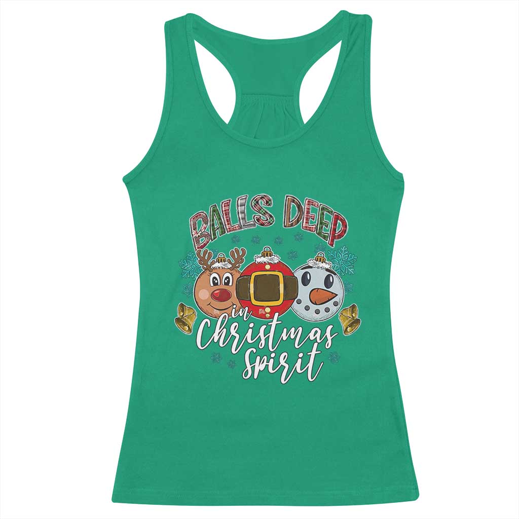 Funny Balls Deep In Christmas Spirit Racerback Tank Top Xmas Humorous Festive - Wonder Print Shop