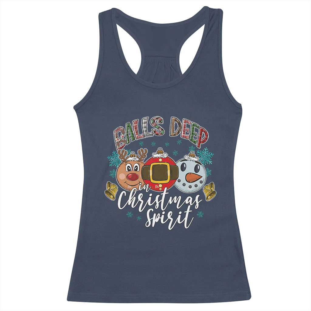 Funny Balls Deep In Christmas Spirit Racerback Tank Top Xmas Humorous Festive - Wonder Print Shop