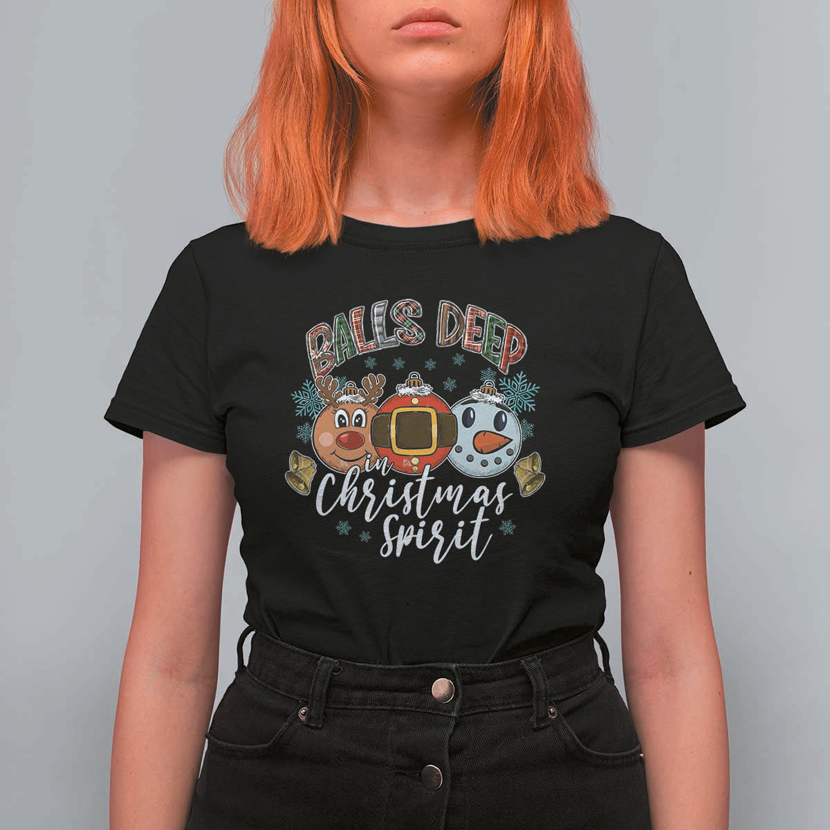 Funny Balls Deep In Christmas Spirit T Shirt For Women Xmas Humorous Festive - Wonder Print Shop