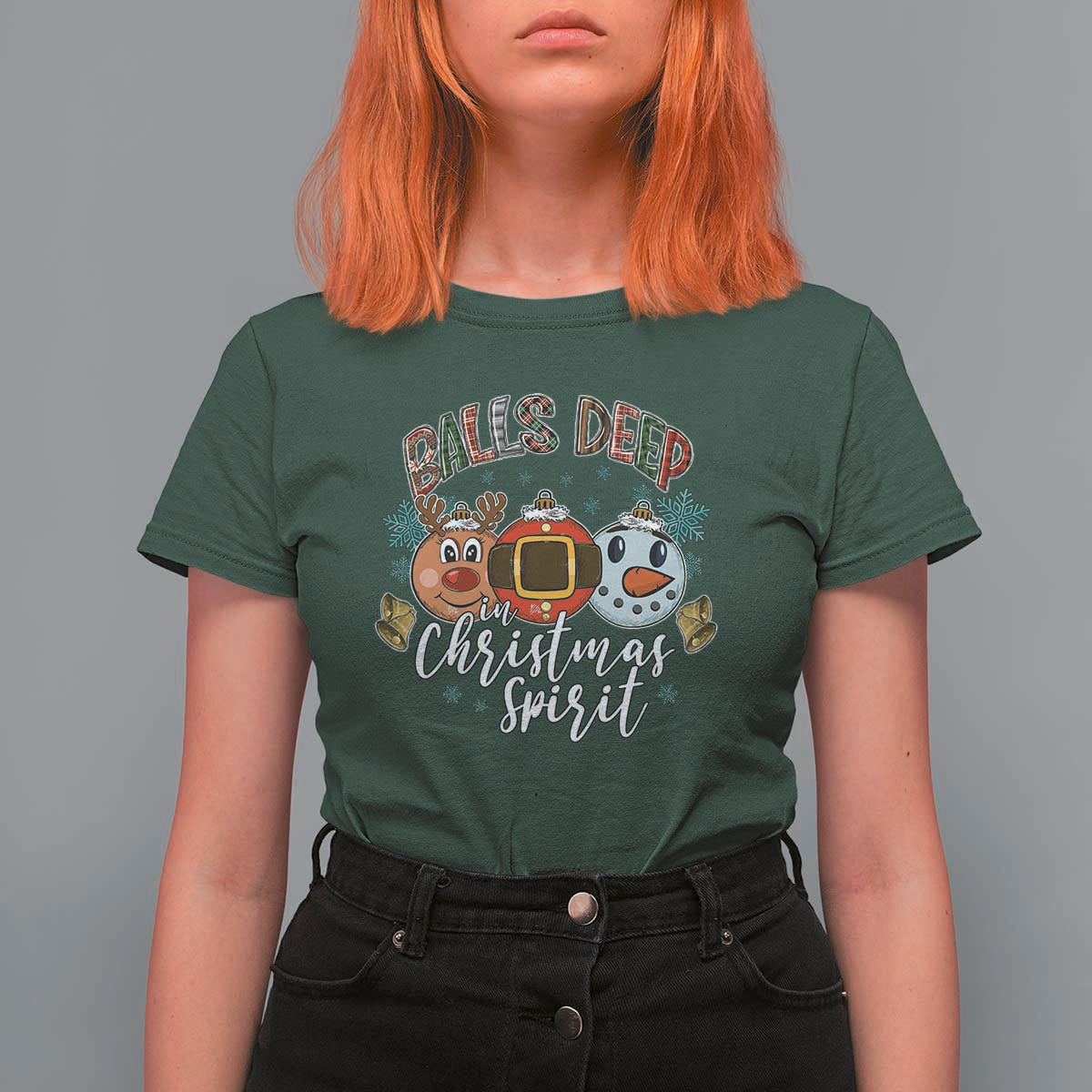 Funny Balls Deep In Christmas Spirit T Shirt For Women Xmas Humorous Festive - Wonder Print Shop