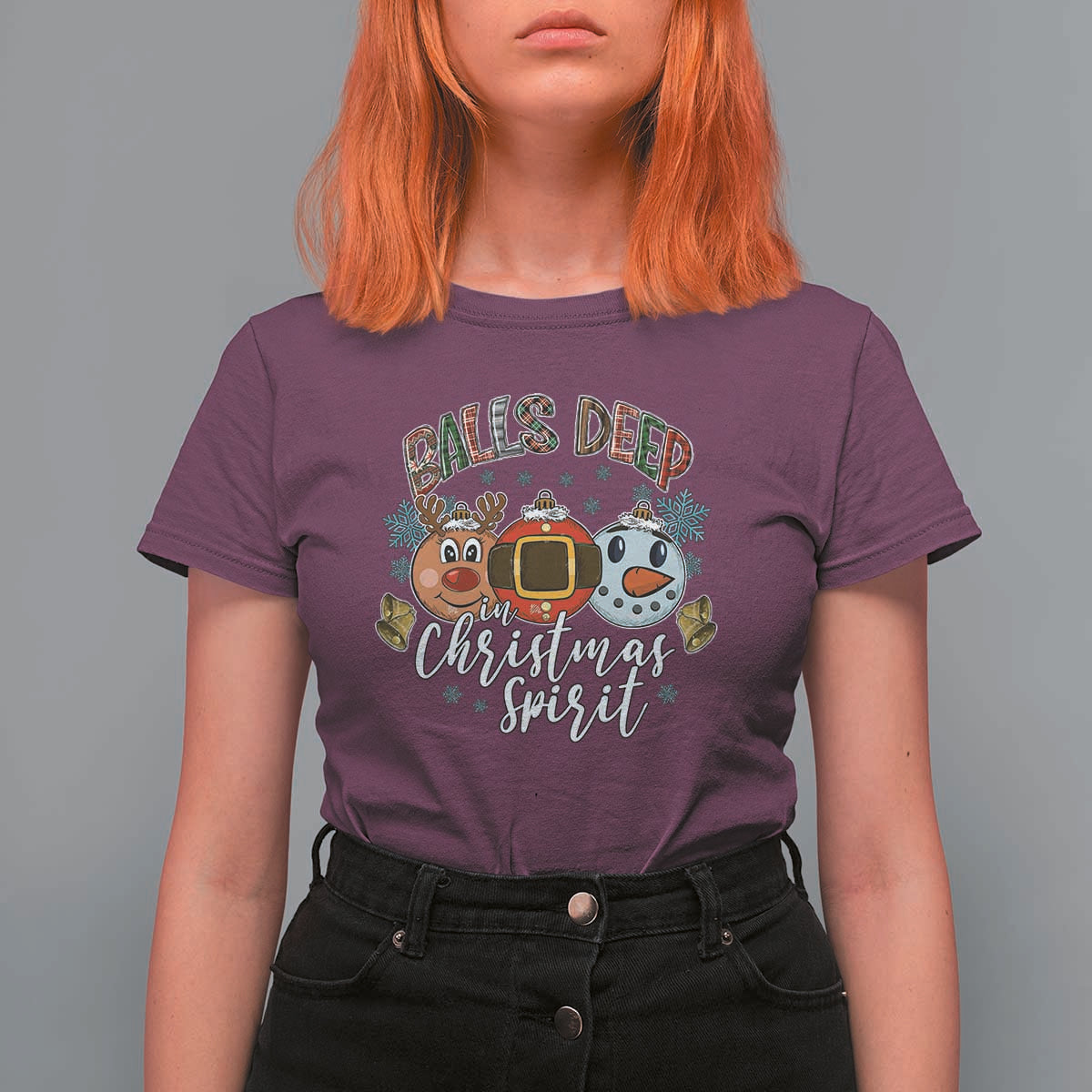Funny Balls Deep In Christmas Spirit T Shirt For Women Xmas Humorous Festive - Wonder Print Shop
