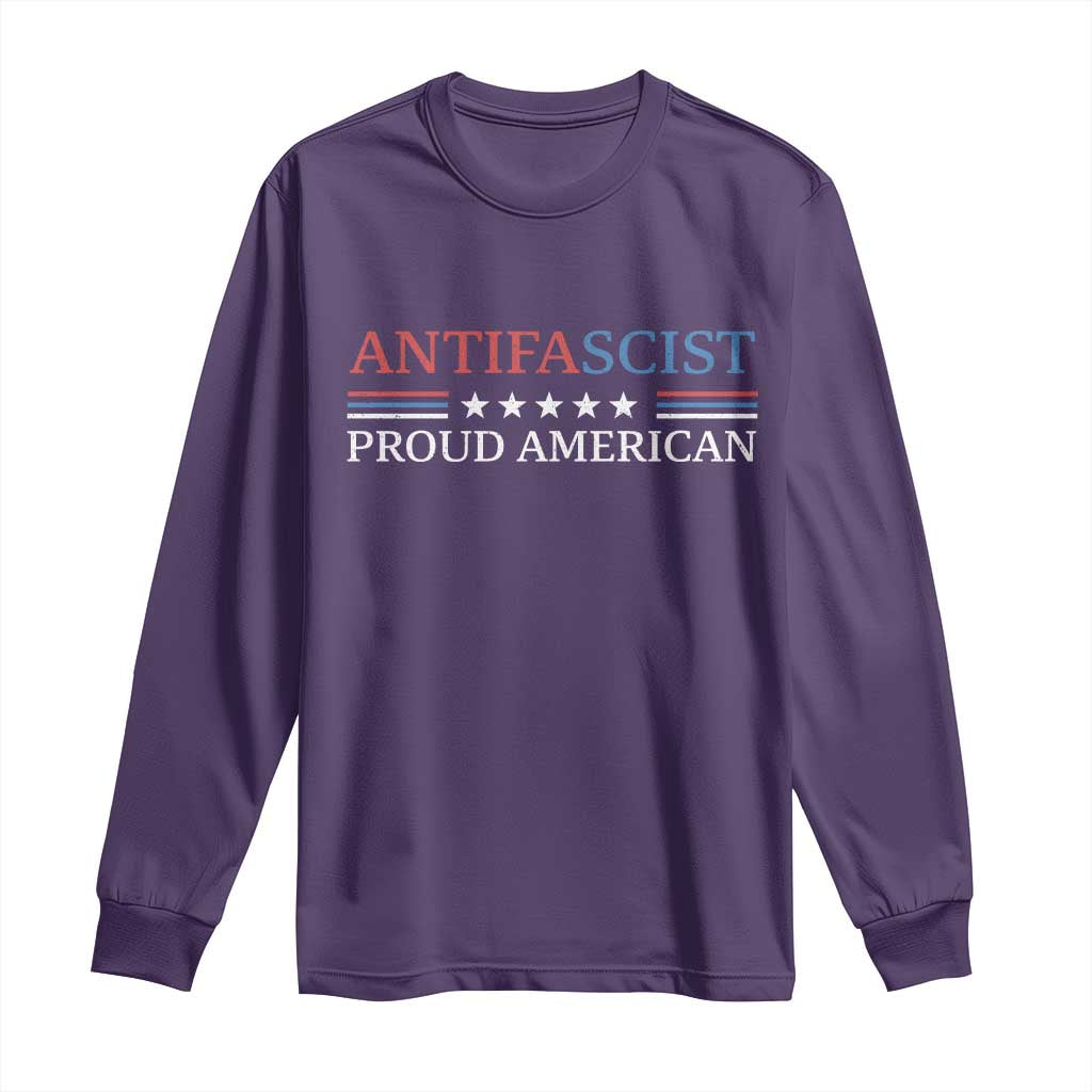 Antifascist Proud American Long Sleeve Shirt Fight Fascism Protest Liberal Democrat - Wonder Print Shop