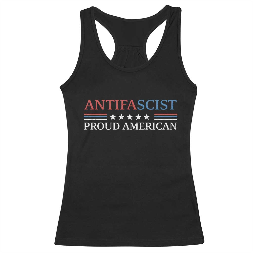 Antifascist Proud American Racerback Tank Top Fight Fascism Protest Liberal Democrat - Wonder Print Shop