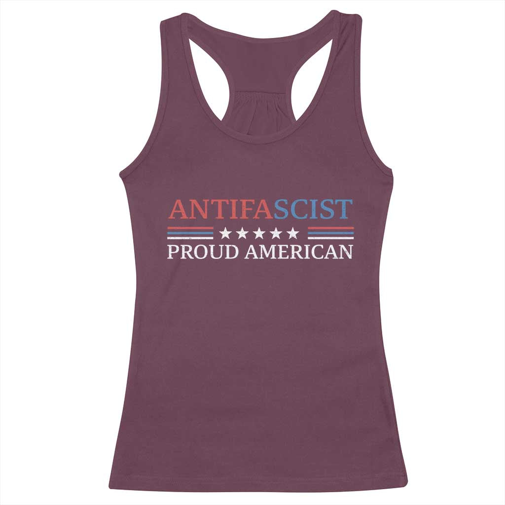Antifascist Proud American Racerback Tank Top Fight Fascism Protest Liberal Democrat - Wonder Print Shop